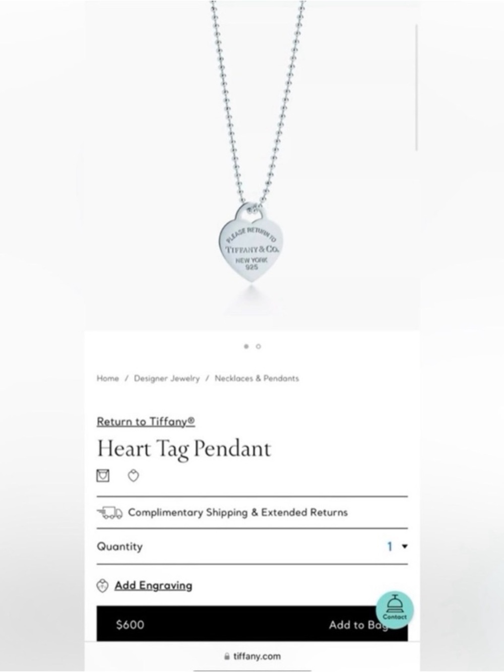 Tiffany & Co. Silver Large Heart Tag Long Beaded Chain Necklace
34” - Picture 11 of 11